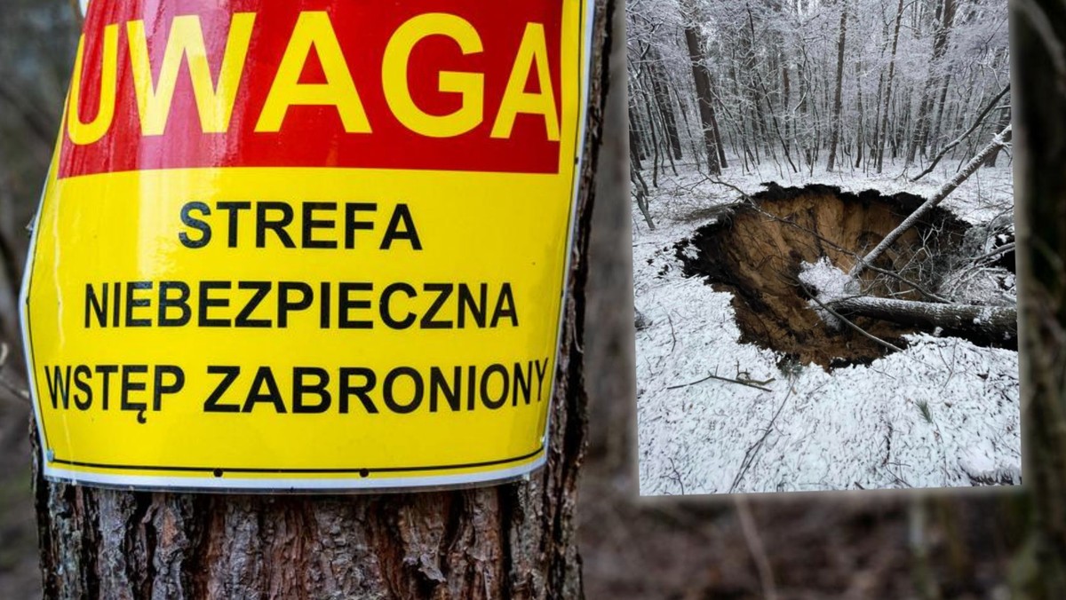 Nowe zapadlisko w Trzebini. Jest głębokie na 5 m i ma 7 m średnicy