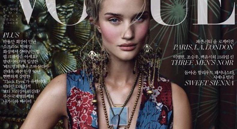 Rosie Huntington-Whiteley covers Vogue Korea November 2015 issue