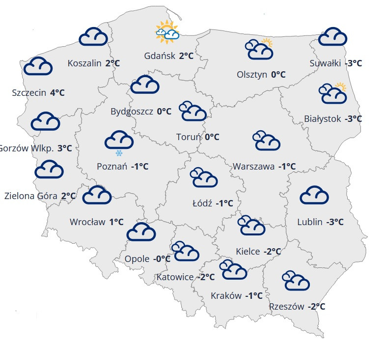 Prognoza pogody dla Polski - 23 stycznia