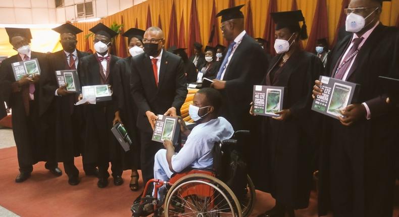 UNILAG distributes iPads to indigent, visually impaired at matriculation ceremony. [Twitter: @UnilagNigeria]