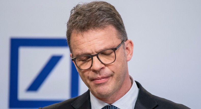 FRANKFURT AM MAIN, GERMANY - JANUARY 30: Deutsche Bank CEO Christian Sewing speaks to the media during the bank's annual press conference to discuss financial results for 2019 on January 30, 2020 in Frankfurt, Germany. Deutsche Bank has struggled to return to profitability in recent years. Last year it shed 18,000 jobs and let go of a fifth of its assets. (Photo by Thomas Lohnes/Getty Images)