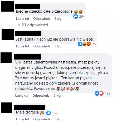 Komentarze pod filmem z Viki Gabor / Facebook