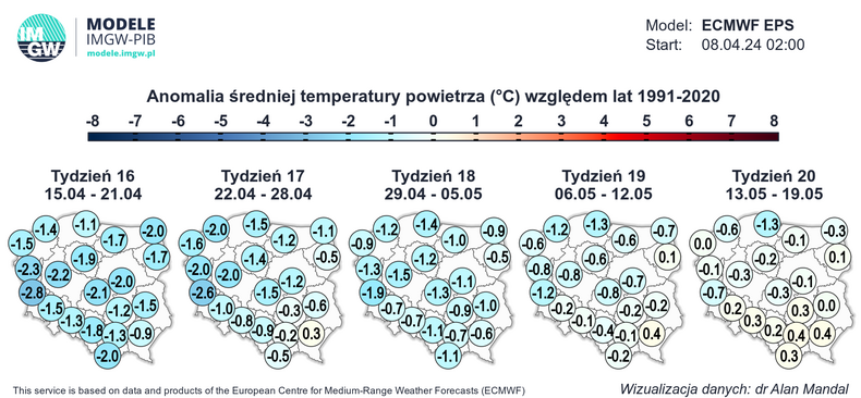Chłodne masy powietrza utrzymają się nad Polską co najmniej do połowy maja