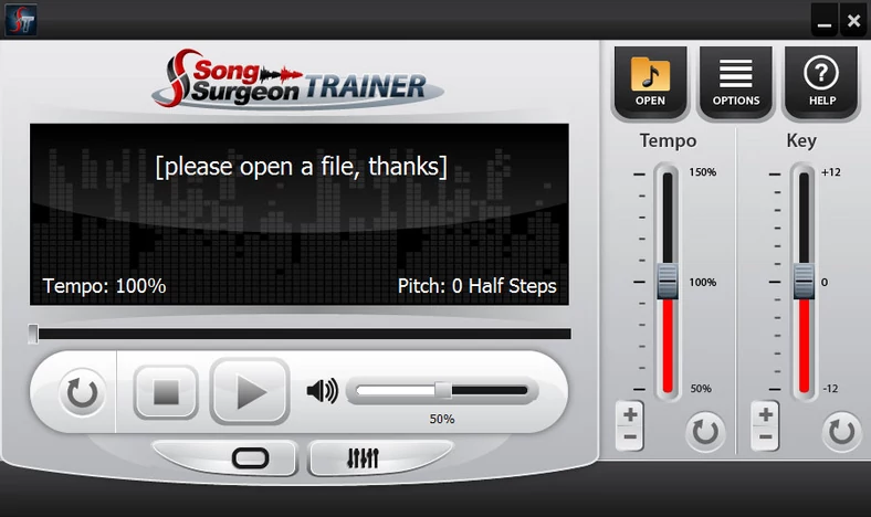 Główne okno programu do zapamiętywania słów utworów - Song Surgeon Trainer