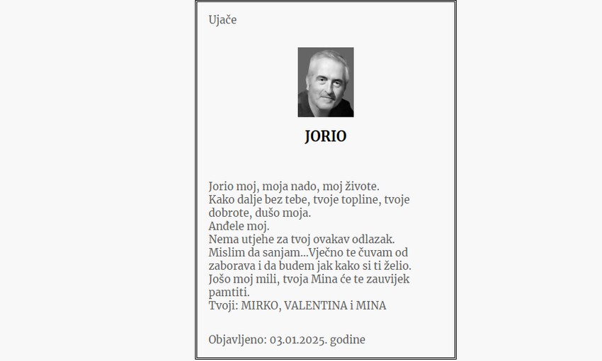 Umrlice posvećene Jošu koji je ubijen na Cetinju