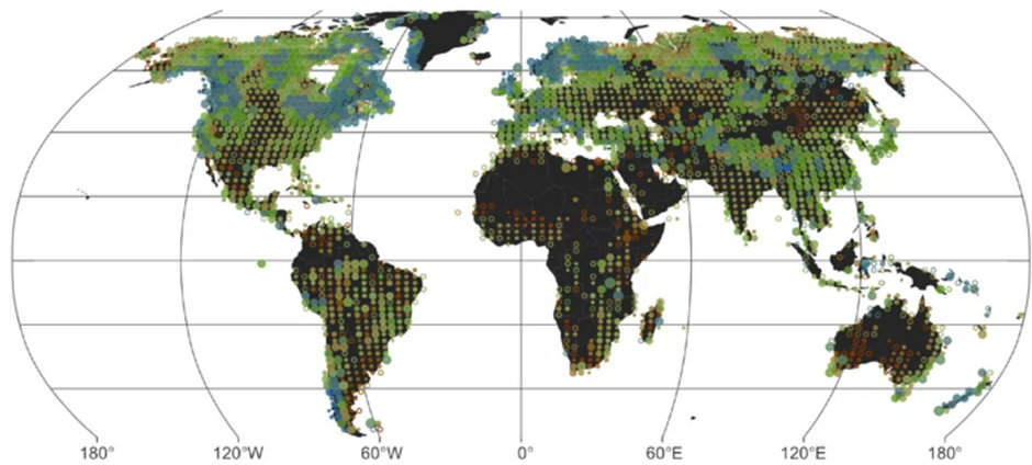 Zmiany klimatu doprowadzają do zmiany koloru Ziemi. Widać to na mapie. / fot. Geophysical Research Letters