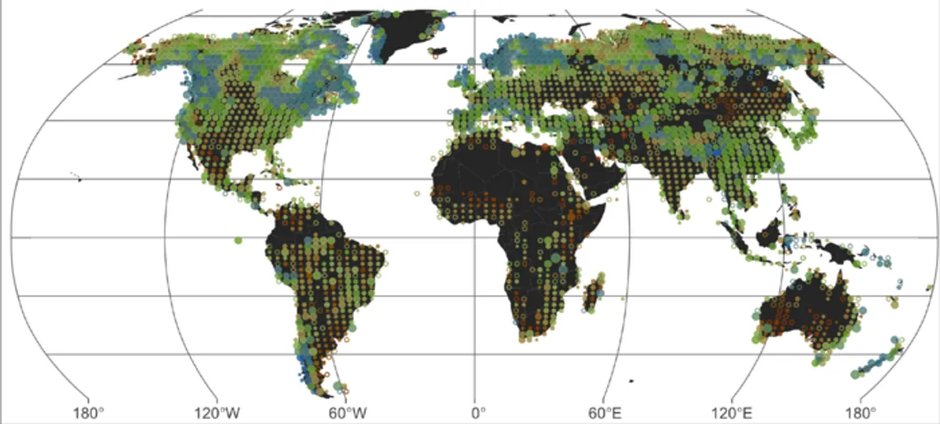 Zmiany klimatu doprowadzają do zmiany koloru Ziemi. Widać to na mapie. / fot. Geophysical Research Letters