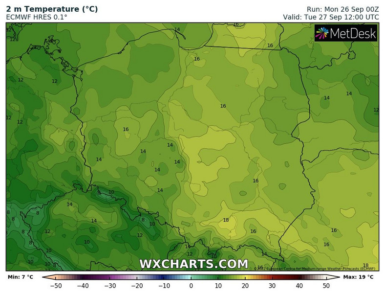 Temperatura sięgnie najwyżej 19 st. C