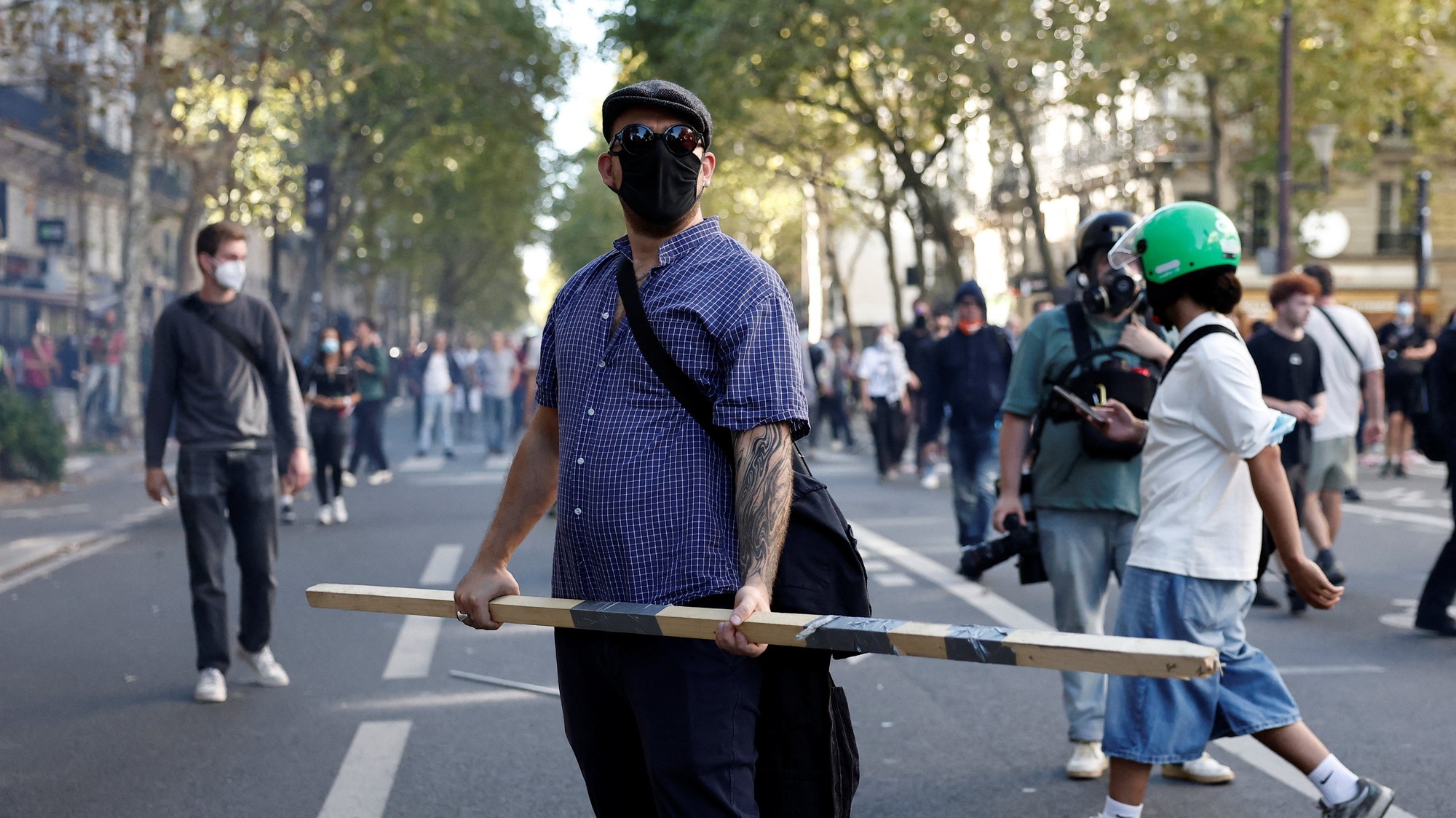 Celonárodný štrajk a protivládne protesty zvolané francúzskymi odbormi vo Francúzsku, REUTERS/Benoit Tessier