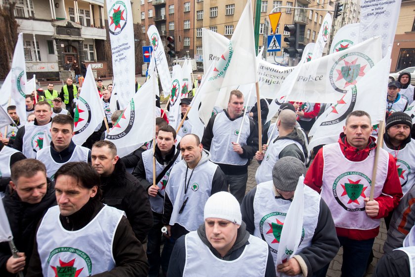 Protest górników w Katowicach