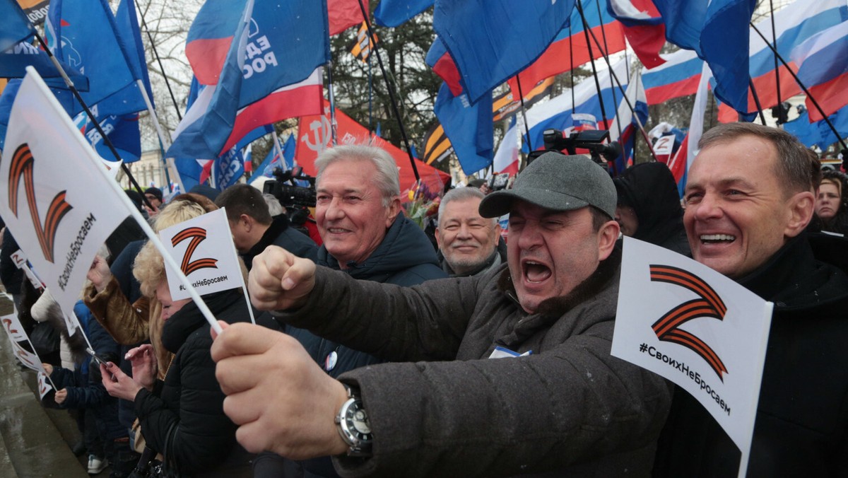 Organizowane przez Rosję obchody z okazji aneksji ukraińskiego Krymu, 18 marca 2022 r.  