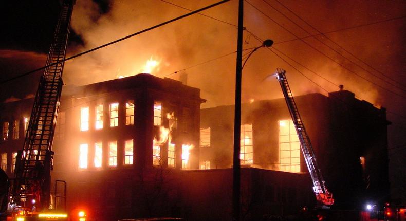 The Weatherwax building of Aberdeen High School burned down in 2002 (illustrative purposes only)