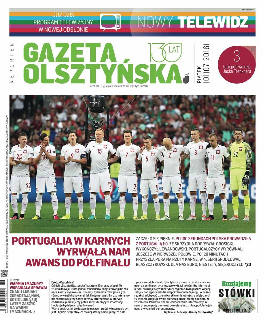 Okładka "Gazety Olsztyńskiej"