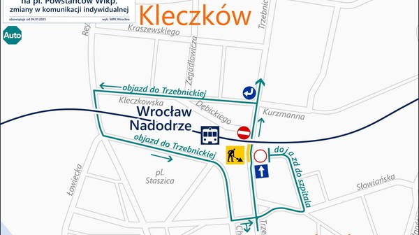 Zmiany dla kierowców od soboty na Kleczkowie i Nadodrzu
