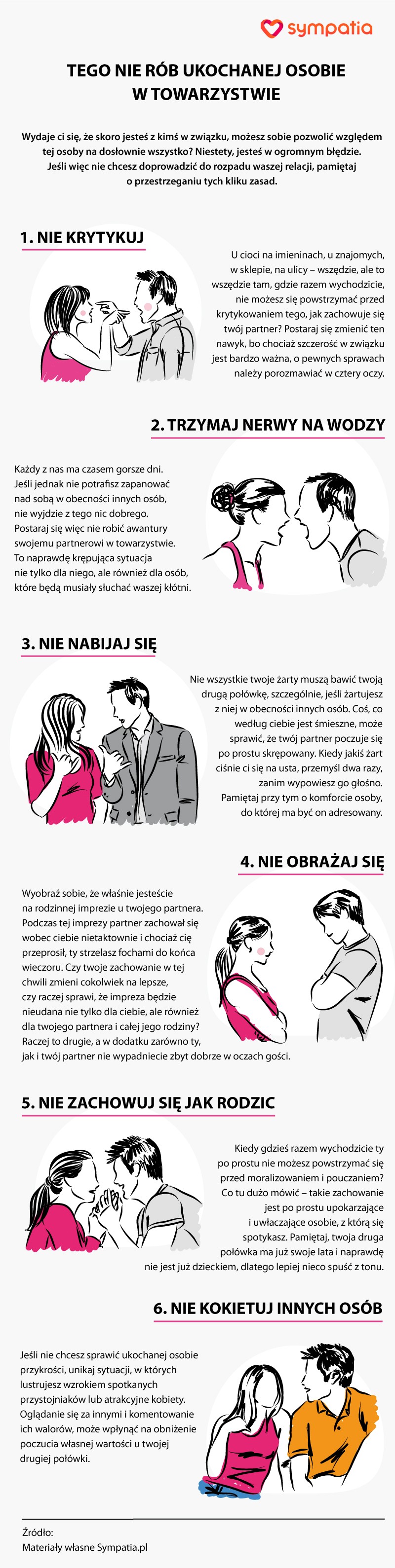 Tego nie rób partnerowi w towarzystwie [INFOGRAFIKA]