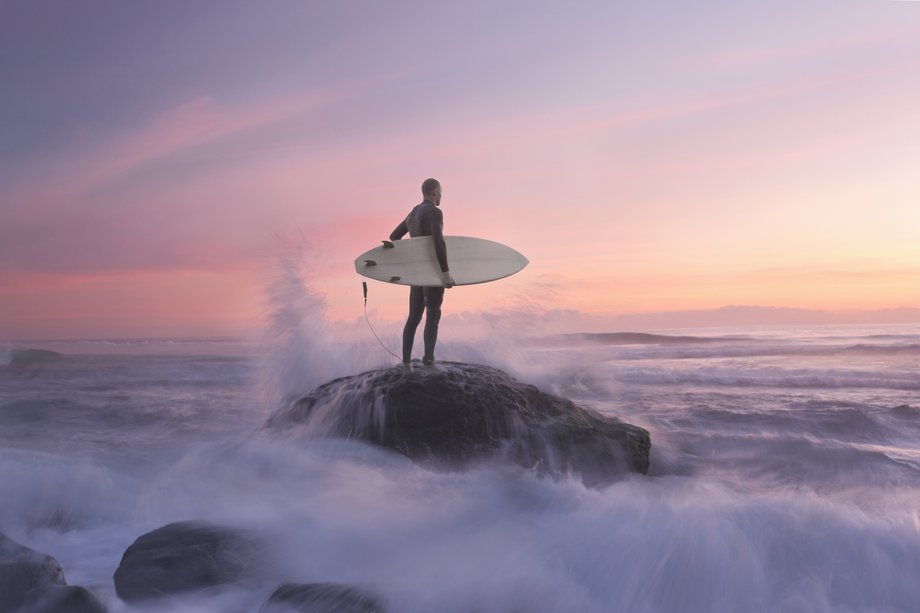 Surfer na skale,  Teneryfa