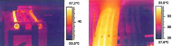 Przykładowe obrazy termograficzne przy różnicach w obciążeniu faz
