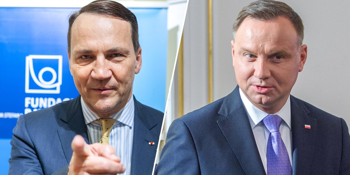 Europoseł Radosław Sikorski i prezydent Andrzej Duda