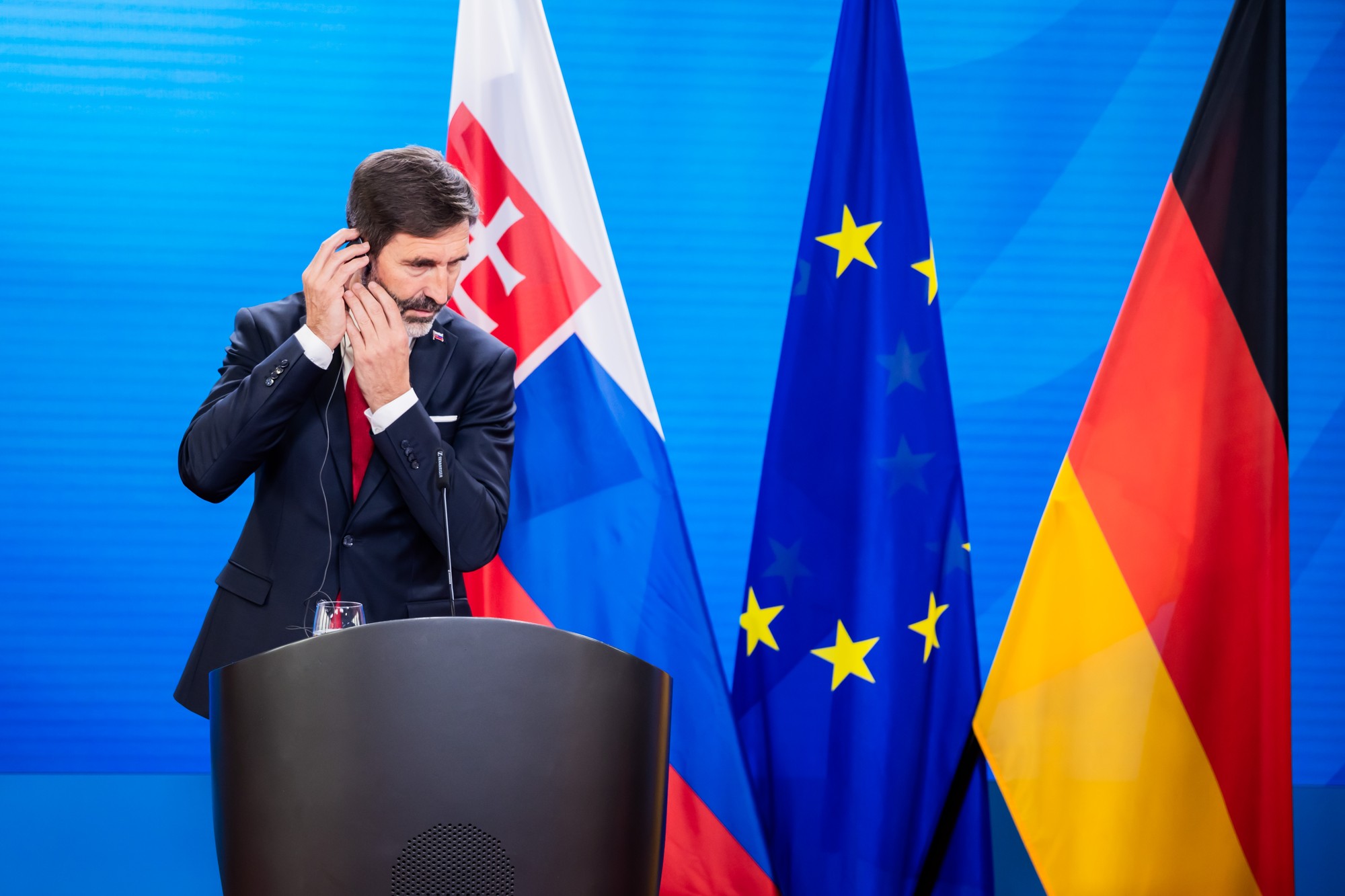 Minister zahraničných vecí a európskych záležitostí SR Juraj Blanár a nemecká ministerka zahraničných vecí Annalena Baerbocková.