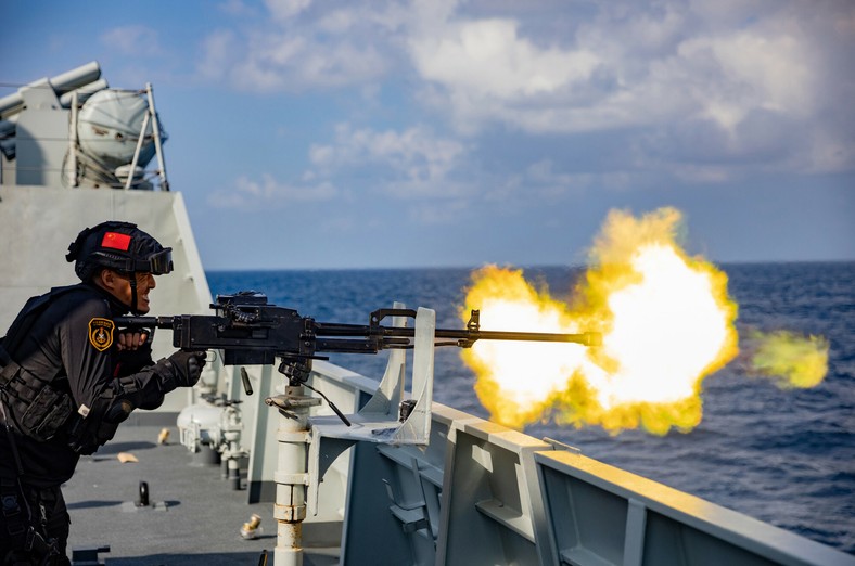 A soldier during a combat exercise of the 42nd Fleet of the Chinese People's Liberation Army Navy on January 31, 2023.