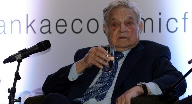 Hungarian-born US magnate and philanthropist George Soros attends an economic forum in Colombo on January 7, 2016
