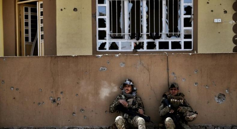 Iraqi forces in Mosul on February 26, 2017 during an operation to retake the city from Islamic State group fighters