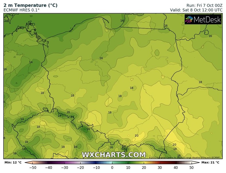 Temperatura od północnego zachodu zacznie powoli spadać