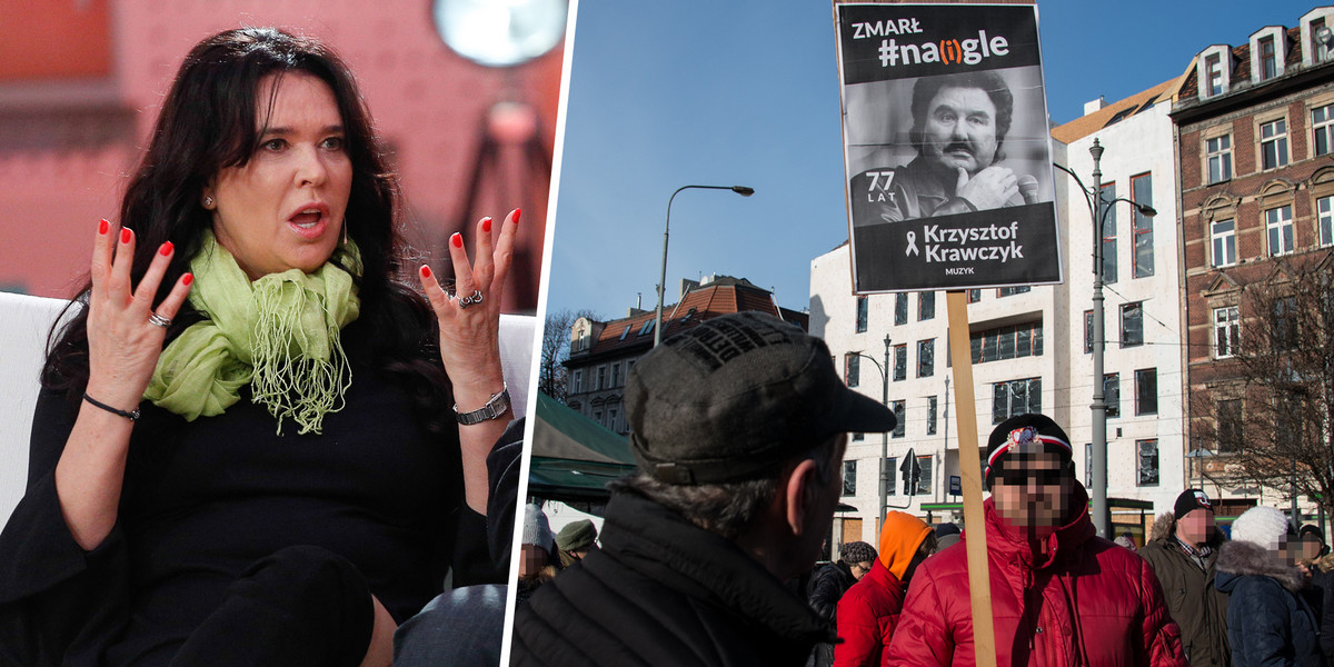 Antyszczepionkowcy wykorzystali na swojej demonstracji wizerunek Krzysztofa Krawczyka. "To wyjątkowo podłe" - oburza się Ewa Krawczyk.