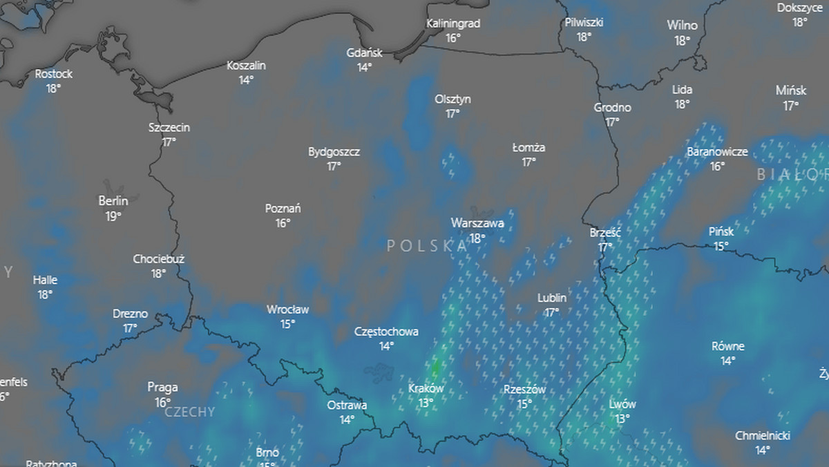 Silny deszcz z burzami na południu Podkarpacia, Małopolski i Śląska. Na Śląsku może ponadto nastąpić gwałtowny wzrost stanu wód w rzekach w południowych powiatach – ostrzega IMGW.