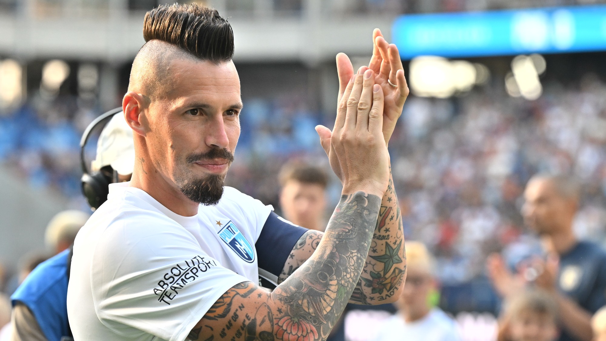Futbalista Marek Hamšík počas svojho rozlúčkového zápasu.