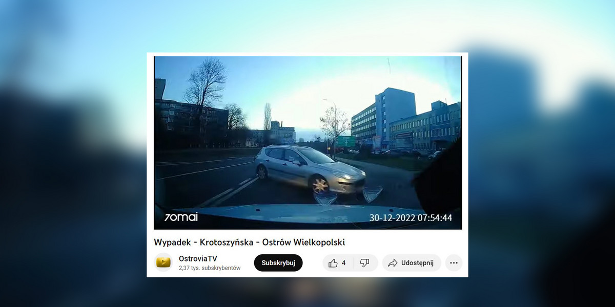 Wypadek na ul. Krotoszyńskiej w Ostrowie Wielkopolskim. 