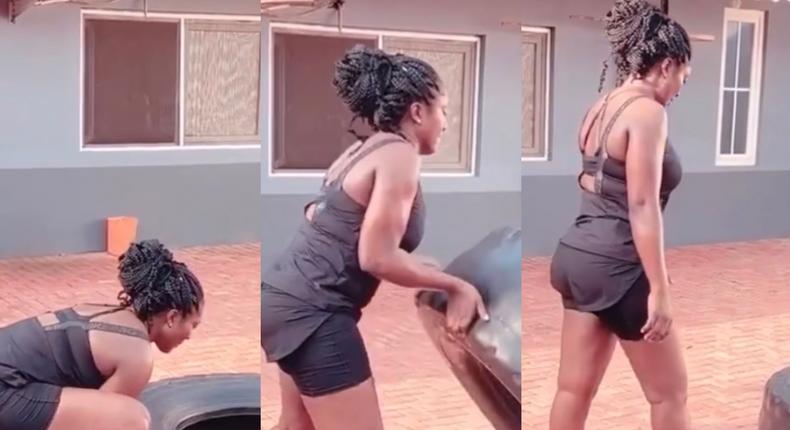 Sarkodie’s wife hits the gym for her bikini body after weight gain reports