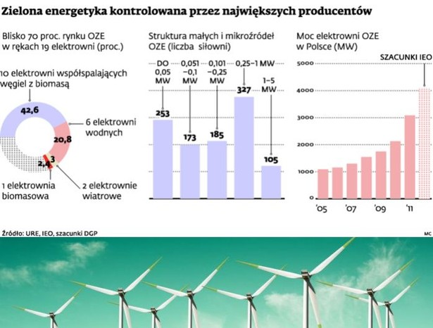 Zielona energetyka kontrolowana przez największych producentów