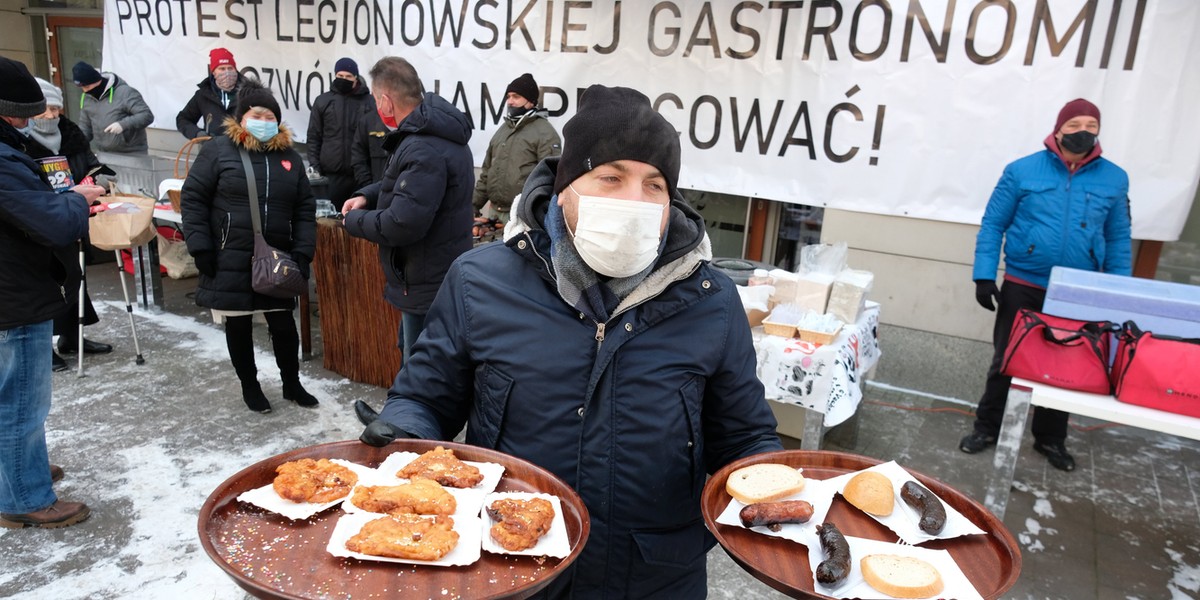 18.01.2021 Legionowo. Protest restauratorów.