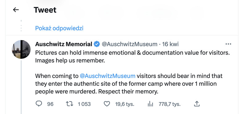 Muzeum Auschwitz-Birkenau komentuje zachowanie turystów