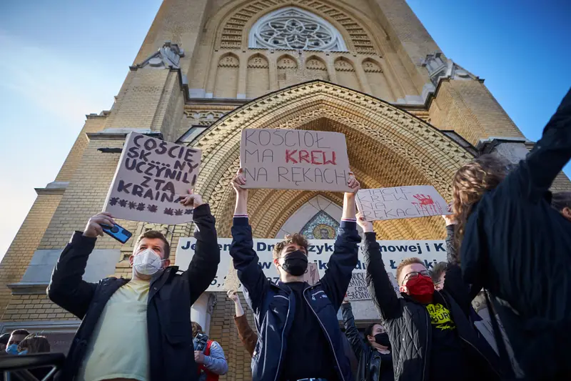 Łódź - protest w czasie mszy 