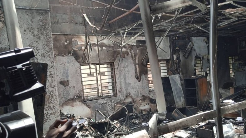 INEC says the fire did not cause any substantial damage to the building [INEC]