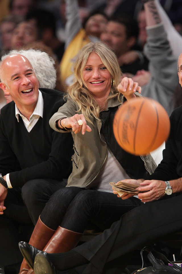 Cameron Diaz na meczu Lakersów