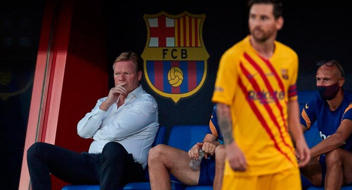 Koeman, Messi i Larsson podczas meczu z Tarragoną [zdj. Getty Images]