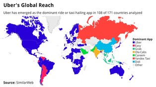 Uber „pożera” świat. Dominuje już w ponad 100 krajach