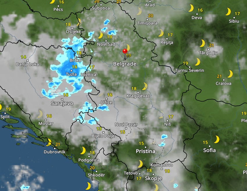 Kretanje nevremena u 4 časa