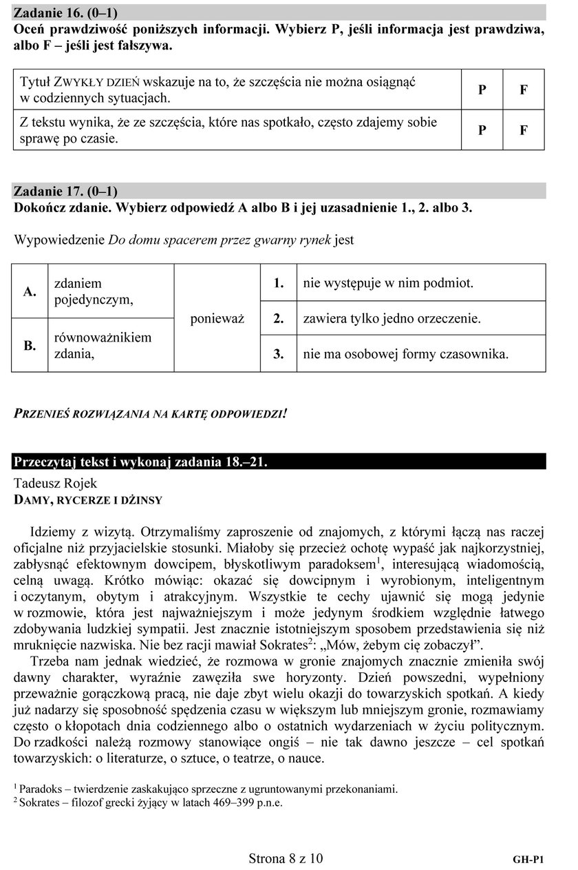 Egzamin gimnazjalny 2016. Pytania i odpowiedzi z języka polskiego