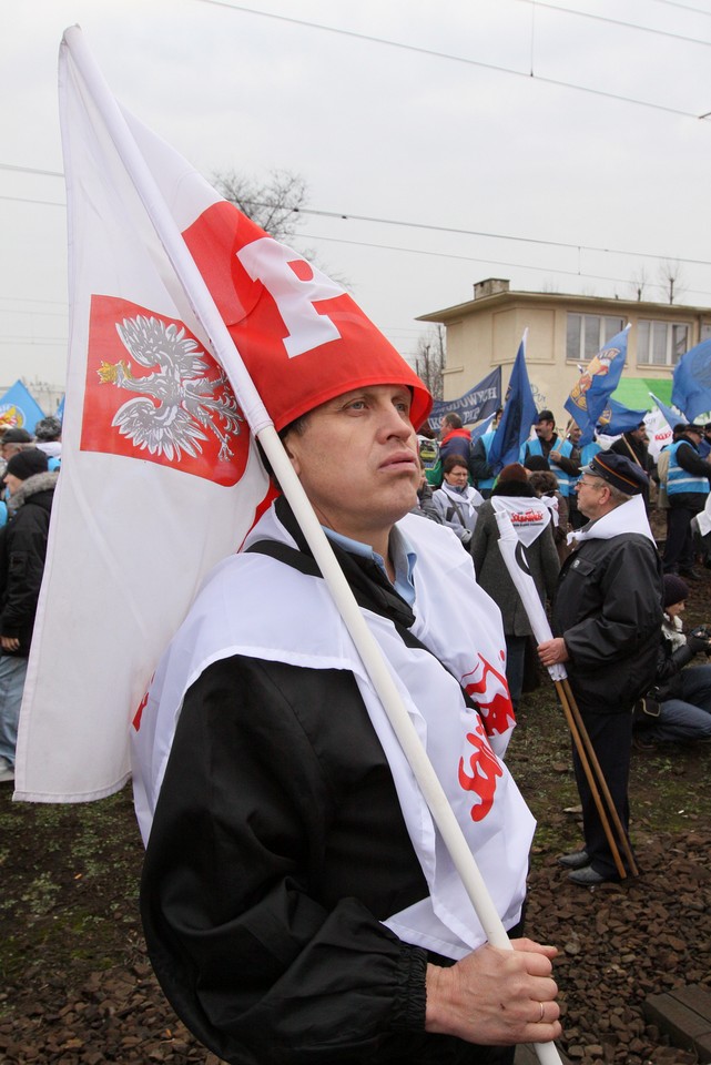 WARSZAWA KOLEJARZE PROTEST BLOKADA