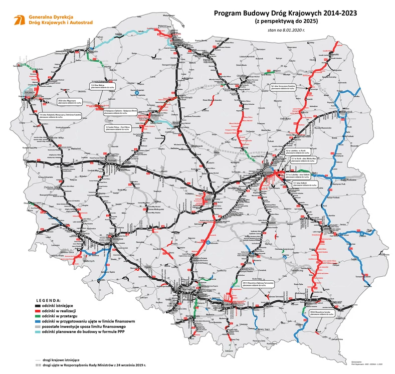 Program budowy dróg - stan na 01.2020