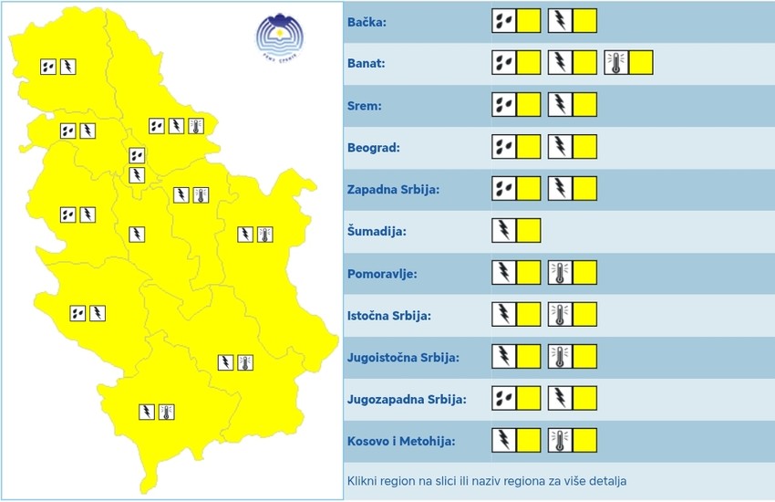 Meteoalarm za nedelju, 17. avgust
