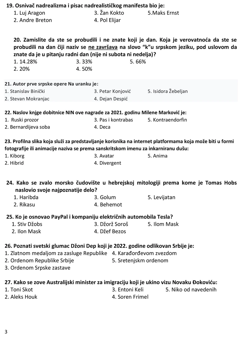 Test opšte informisanosti