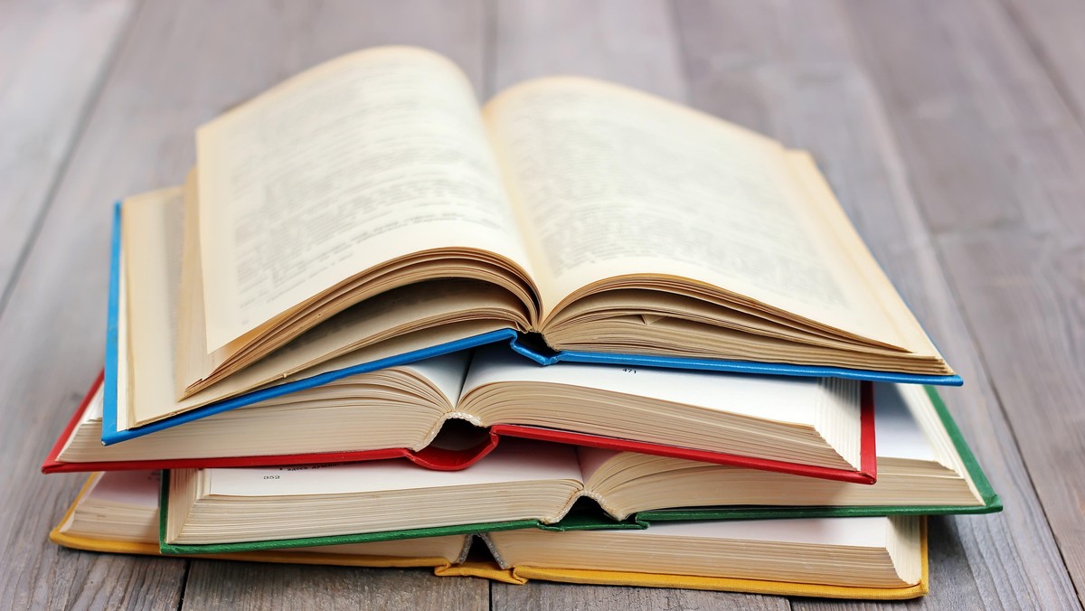 stack of books on the table