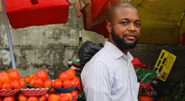 Adeniyi Shoremi at Mile 12 International Market, one of the largest markets in Lagos, Nigeria.