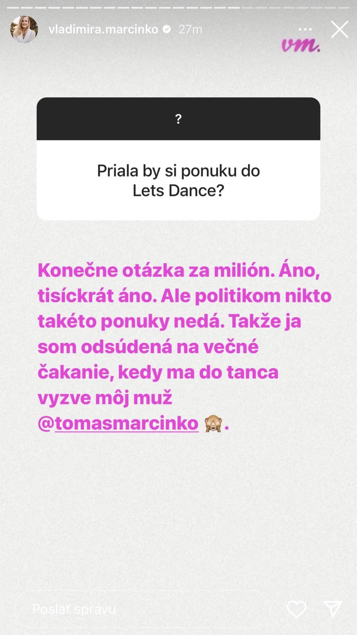 Poslankyňa Vladimíra Marcinková by rada prijala ponuku do tanečnej šou Let's Dance.