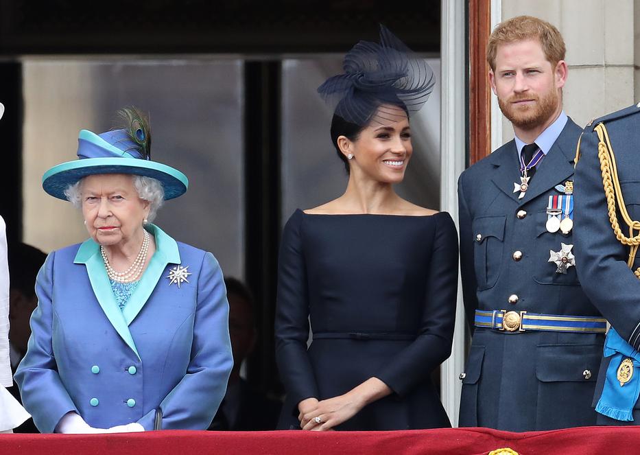 Harry herceg, Meghan Markle és Erzsébet királynő Fotó: Getty Images
